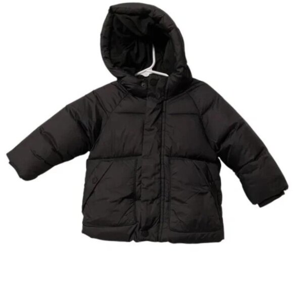 Zara Baby Infant Toddler Black Hooded Puffer Coat 9-12 Months - Picture 1 of 13